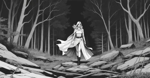 ballerina in the woods,haunted forest,in the forest,kupala,the night of kupala,the forest,Illustration,American Style,American Style 10