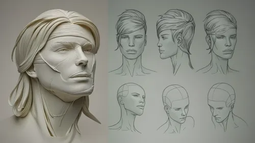 sculpt,human head,3d model,studies,head woman,heads,drawing mannequin,3d modeling,woman sculpture,male poses for drawing,woman's face,3d figure,stylised,woman face,hairstyles,sculptor,study,bust,artis