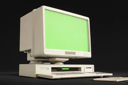 a desktop computer sitting on top of a table,computervision,crt,macintosh,iigs,powermac,magnavox