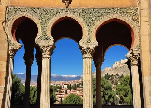 alhambra,granada,andalucia,archways,sulmona,menton,castellammarese,sicily window,andalucian,andaluza,andaluz,sicily,taormina,andalusia,loggia,palermo,alcazaba,alcazar of seville,ravello,assisi,Illustration,Realistic Fantasy,Realistic Fantasy 16