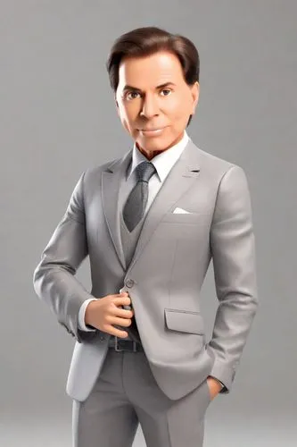 Silvio Santos,a close up of a man wearing a grey suit,dinozzo,tenay,travolta,3d figure,krauthammer,action figure,Digital Art,3D