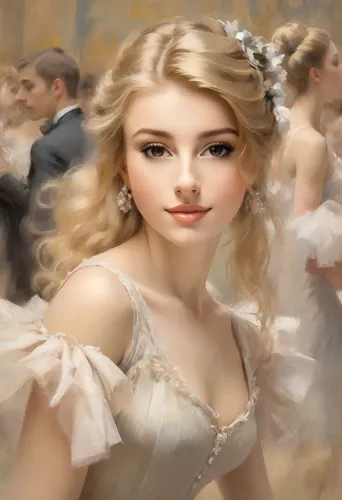 blonde in wedding dress,bridal clothing,wedding dresses,debutante,cinderella,world digital painting,mystical portrait of a girl,fantasy portrait,romantic portrait,the carnival of venice,bridal,jessamine,fantasy picture,fantasy art,photo painting,fairy tale character,blonde woman,white lady,girl in a historic way,bride