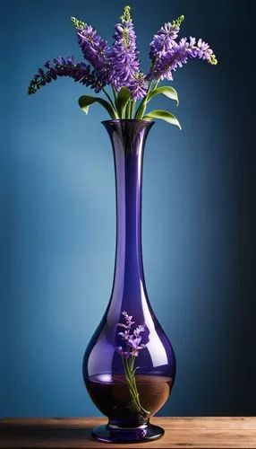 flower vase,glass vase,flower vases,vase,vases,blue grape hyacinth,Photography,General,Realistic