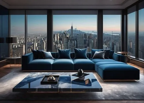 apartment lounge,sky apartment,minotti,livingroom,penthouses,living room,modern living room,modern minimalist lounge,great room,luxe,blue room,an apartment,apartment,modern room,sofa set,sitting room,kimmelman,modern decor,family room,contemporary,Illustration,Realistic Fantasy,Realistic Fantasy 17