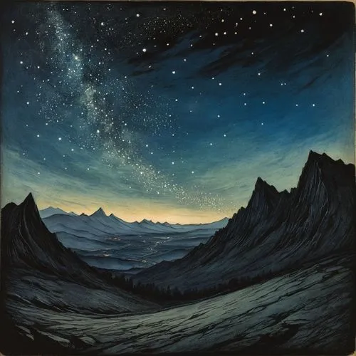 siggeir,extrasolar,centauri,lunar landscape,dune landscape,barren,kolob,auroral,starry night,star winds,markarian,desert landscape,gliese,starry sky,moonscape,starscape,the night sky,night stars,space art,habitable,Illustration,Black and White,Black and White 23