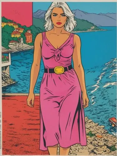 As soon as we arrive at our vacation destination, we shoot the first postcard photo: Lake Como and Alice in top form!,a woman is standing on the shore of a body of water,briatore,palmiotti,kanigher,na