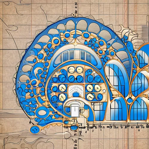 steampunk gears,blueprint,blueprints,musical dome,roof domes,airships,dome roof,art nouveau design,nautilus,iranian architecture,mandelbulb,panopticon,circular ornament,persian architecture,panoramica