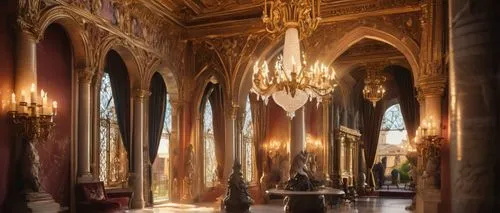 royal interior,dunrobin castle,ornate room,versailles,hotel de cluny,royal castle of amboise,cassation,conciergerie,enfilade,château de chambord,highclere castle,pierrefonds,alcazar of seville,foyer,entrance hall,candelabras,chambord,cloister,chenonceau,zelenay,Conceptual Art,Oil color,Oil Color 21