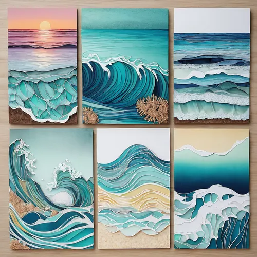 Compose a mood board inspired by the beach and ocean waves.,ocean waves,japanese waves,waves circles,water waves,wave pattern,crashing waves,seascapes,waves,japanese wave paper,ocean background,seasca