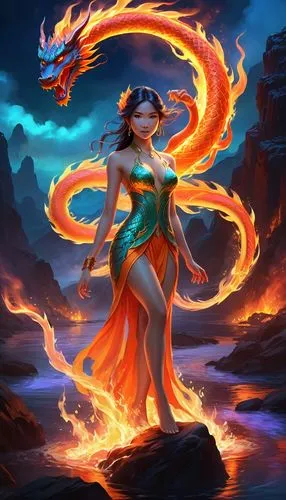 fire angel,fire background,flame spirit,fire siren,fire dancer,inara,Illustration,Realistic Fantasy,Realistic Fantasy 01