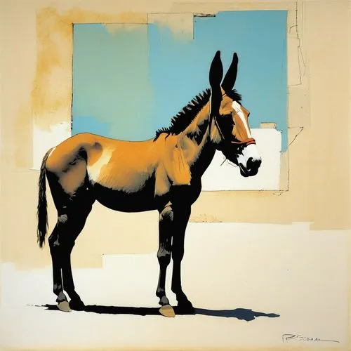 gemsbok,painted horse,platero,pronghorn,equine,cheval,Illustration,Paper based,Paper Based 12