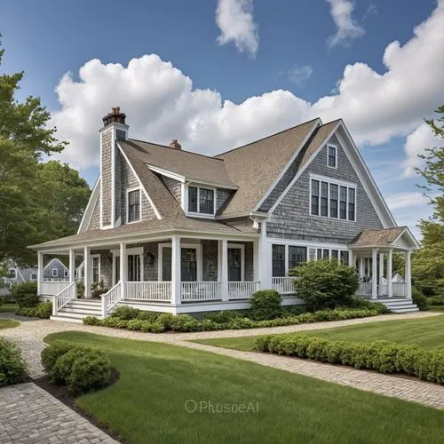 a large white house sitting on top of a lush green field,new england style house,hovnanian,beautiful home,country house,fairholme,two story house,Photography,General,Realistic