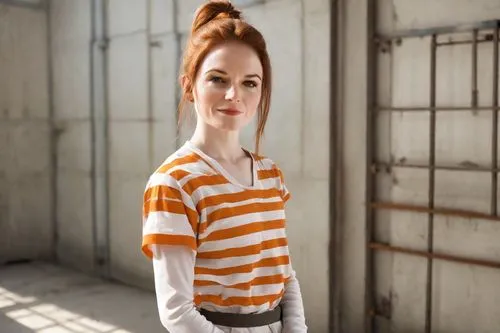 maci,liberty cotton,clary,nora,orange,prisoner,mary jane,television character,girl in t-shirt,women clothes,redhead doll,hollyoaks,horizontal stripes,pippi longstocking,murcott orange,long-sleeved t-shirt,sigourney weave,redheaded,female hollywood actress,prison,Photography,Natural