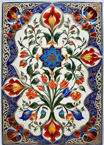 floral ornament,spanish tile,floral rangoli,rangoli,ceramic tile,iznik,Illustration,Realistic Fantasy,Realistic Fantasy 43