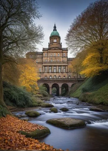 Nottingham cityscape, modern architectural design, sleek lines, glass façade, steel framework, urban landscape, city hall, council building, Nottingham Castle, Victorian-era inspired, Gothic Revival s