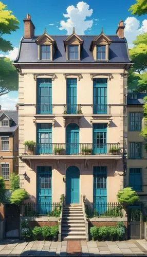 maisonette,apartment house,paris balcony,townhouse,an apartment,townhouses,apartment building,french windows,maisons,french building,townhome,nouaimi,appartement,rouran,maison,manoir,mansard,contemporaine,apartments,dreamhouse,Illustration,Japanese style,Japanese Style 03