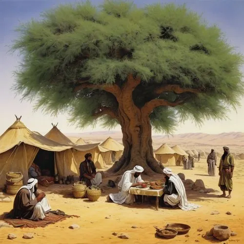 bedouin,afar tribe,argan trees,argan tree,nomadic people,libyan desert,merzouga,tassili n'ajjer,sudan,nomadic children,eritrean cuisine,durman,date palm,khartoum,children studying,caravanserai,village scene,dromedaries,namib rand,zagora,Illustration,Realistic Fantasy,Realistic Fantasy 06