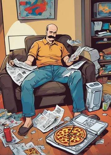 pixton,bendis,slott,faraci,hoarder,telecommute,man with a computer,palmiotti,clowes,kirkman,newsarama,comics,comic books,telecommuter,busiek,consumerist,paper consumption,telecommuting,the pizza,solicits,Art,Artistic Painting,Artistic Painting 42