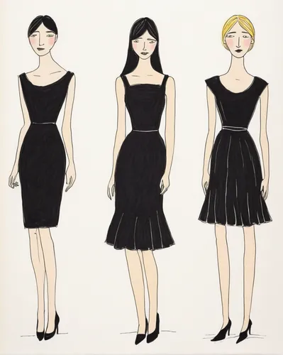 fashion vector,black dresses,fashion illustration,women silhouettes,dress walk black,retro paper doll,vintage paper doll,sewing pattern girls,sheath dress,mannequin silhouettes,sewing silhouettes,dressmaker,fashion design,dresses,women's clothing,dress form,dress shop,costume design,leg dresses,paper dolls,Illustration,Children,Children 06