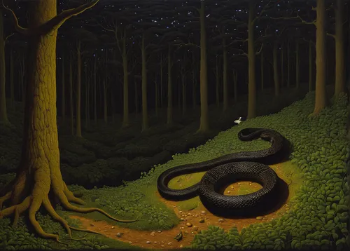 serpent,black snake,green snake,snake charming,noorderleech,red bellied black snake,tree snake,eastern indigo snake,grant wood,brown snake,grass snake,rubber boa,emperor snake,winding road,kingsnake,ringed-worm,snake,constrictor,flying snake,anaconda,Art,Artistic Painting,Artistic Painting 30