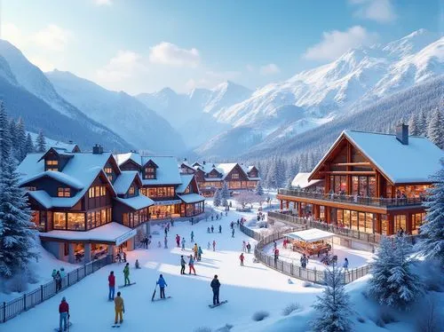 winter village,alpine village,ski resort,santa's village,mountain village,christmas landscape,mountain huts,winter background,christmas snowy background,ski station,christmas town,courchevel,ski facility,chalet,snow scene,winterplace,winter wonderland,winter house,snow landscape,oberland,Photography,General,Realistic