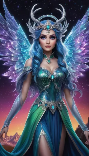 blue enchantress,fantasy art,fantasy woman,faerie,fantasy picture,archangel,fairy queen,faery,zodiac sign libra,aurora butterfly,goddess of justice,evil fairy,sorceress,ice queen,heroic fantasy,horoscope libra,fantasy portrait,the archangel,virgo,dark angel,Conceptual Art,Fantasy,Fantasy 30