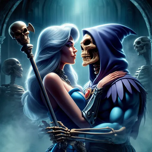 dance of death,blue enchantress,skeleton key,fantasy art,fantasy picture,forbidden love,maiden,gothic portrait,death angel,sorceress,mirror of souls,dark art,scull,helloween,dark elf,grimm reaper,mass