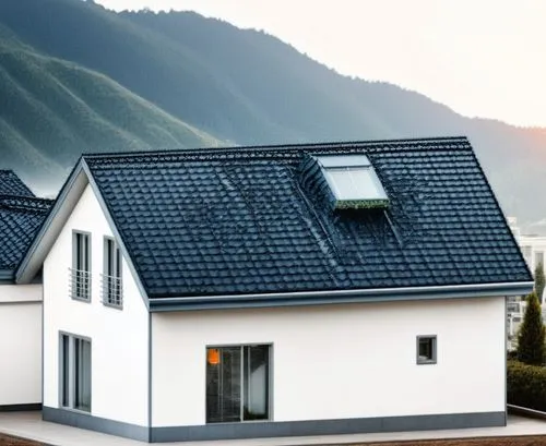  roof will be dark black, and smooth light white walls, window edges will be dark gray ,slate roof,roof landscape,metal roof,photovoltaic system,solar photovoltaic,house roof,tiled roof,thermal insula