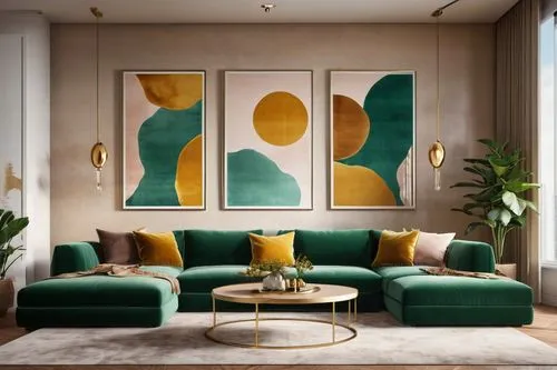 mahdavi,mid century modern,modern decor,deco,sofa set,art deco,contemporary decor,apartment lounge,midcentury,interior decor,living room,sitting room,cassina,gold wall,livingroom,decor,furnishings,mid century,mid century sofa,interior design,Illustration,Vector,Vector 19