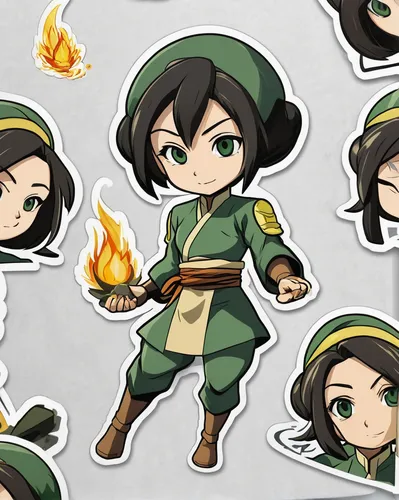 vax figure,marie leaf,matsuno,chibi children,fire master,frog prince,smouldering torches,mandraki,hiyayakko,pubg mascot,flickering flame,woman fire fighter,robin hood,cutout cookie,toori,monkey soldier,triggers for forest fire,fire kite,friar,shen,Unique,Design,Sticker