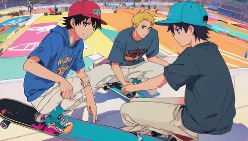 skaters,skatepark,baseball team,skater hockey,skate park,roller skates,roller skate,rays and skates,skater boy,skateboard,rollerblades,roll skates,trainers,baseball players,skates,team sports,skateboarding,roller skating,keirin,sports game,Illustration,Japanese style,Japanese Style 03