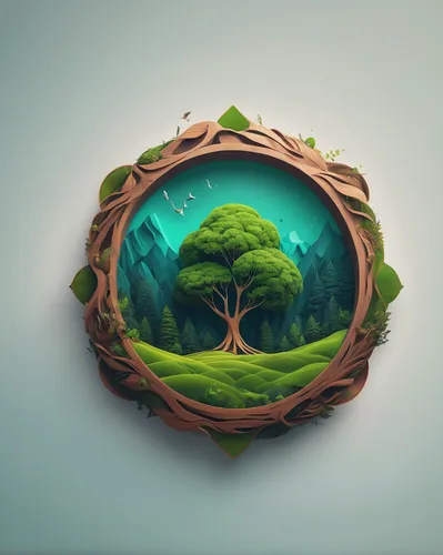 terrarium,little planet,circular puzzle,mother earth,circle around tree,world digital painting,tiny world,mushroom landscape,wooden mockup,low poly,ecological,circle shape frame,earth in focus,small planet,3d fantasy,floating island,ecosystem,3d mockup,wooden ball,wooden rings,Conceptual Art,Sci-Fi,Sci-Fi 11