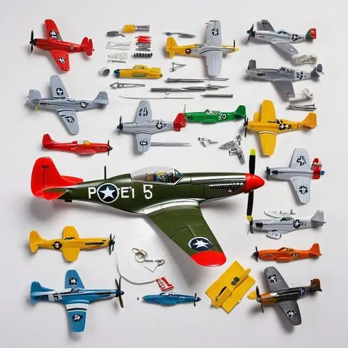 toy airplane,model aircraft,tin toys,vintage toys,model airplane,wooden toys,playmobil,north american p-51 mustang,model kit,radio-controlled aircraft,fighter aircraft,lockheed t-33,air racing,propeller-driven aircraft,republic p-47 thunderbolt,planes,aerobatic,aviation,rows of planes,beechcraft model 18,Unique,Design,Knolling