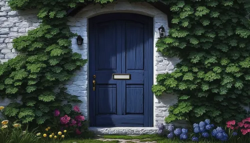 blue door,fairy door,garden door,blue doors,home door,wooden door,old door,door,the door,doorway,the threshold of the house,keyhole,cottage garden,open door,front door,doors,church door,door wreath,digital painting,house painting,Photography,Artistic Photography,Artistic Photography 11