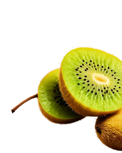 Yellow kiwi fruit, solo, detailed skin texture, tiny hairs, green stem, plump body, slightly squeezed, morning dew, soft natural light, close-up shot, shallow depth of field, warm color tone, realisti