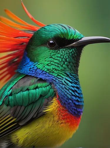 Describe the vibrant plumage of a southern double-collared sunbird in a poetic tone.,colorful birds,sunbird,southern double-collared sunbird,color feathers,bird painting,rofous hummingbird,bird hummin