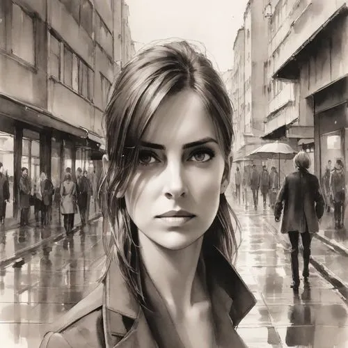 world digital painting,city ​​portrait,charcoal drawing,girl walking away,pencil drawings,pencil drawing,girl portrait,girl drawing,girl in a long,the girl at the station,photoshop manipulation,woman walking,photo manipulation,pencil art,woman thinking,photo painting,the girl's face,sci fiction illustration,woman portrait,image manipulation,Digital Art,Ink Drawing