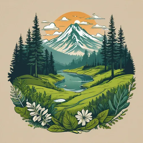 mount hood,rainier,salt meadow landscape,mount rainier,mt hood,mountain scene,mountain spring,mountain,mountain landscape,mountains,trillium lake,mt rainier,alaska,mountain lake,mountainlake,mountain meadow,mountain river,oregon,mountain range,cascade mountain,Illustration,Retro,Retro 09