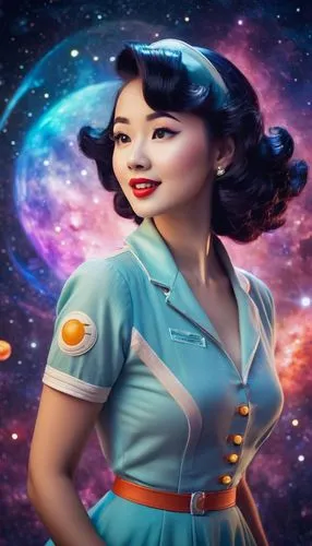 astrobiologist,tretchikoff,cosmogirl,astronautical,aviatrix,retro woman,Conceptual Art,Sci-Fi,Sci-Fi 30