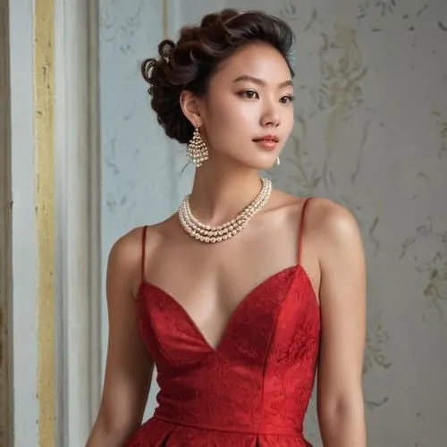 red gown,elegant,xiaoqing,jinglei,yunlei,yuanpei