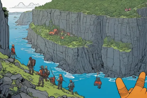 chasm,cliffs,karst landscape,limestone cliff,the cliffs,backgrounds,coloring,ravine,mushroom island,floating islands,bird kingdom,red cliff,archipelago,coastal and oceanic landforms,mountain world,devilwood,cliffs ocean,an island far away landscape,cartoon forest,swampy landscape,Illustration,Vector,Vector 12