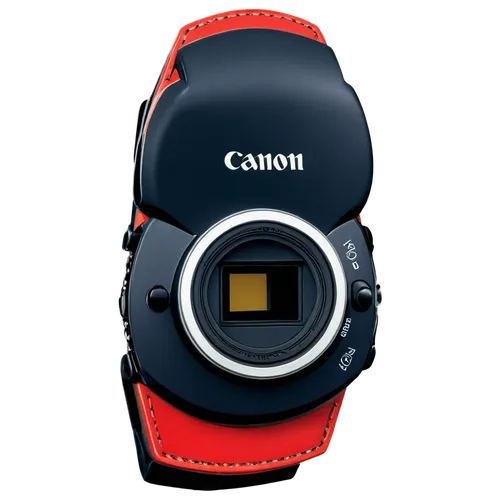 Camera, photography, close-up, Canon EOS, silver body, black lens, flash on top, LCD screen, grip handle, strap hole, leather strap, studio lighting, softbox, diffused light, 3/4 composition, shallow 