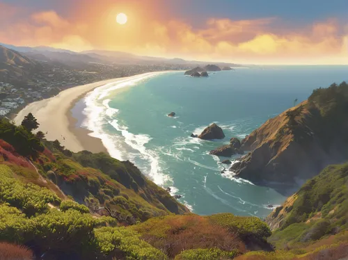 Muir Beach Overlook,pacific coastline,pacific coast highway,coastal landscape,northern california,cliffs ocean,mountain beach,cliff coast,california,beach landscape,sand coast,coastline,highway 1,clif