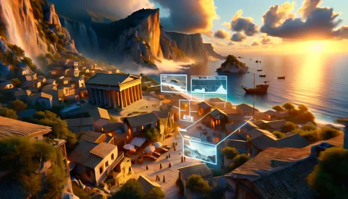 3d fantasy,world digital painting,fantasy landscape,popeye village,digital compositing,elphi,fantasy city,fantasy picture,navagio,cube sea,virtual landscape,monkey island,fishing village,fantasy world