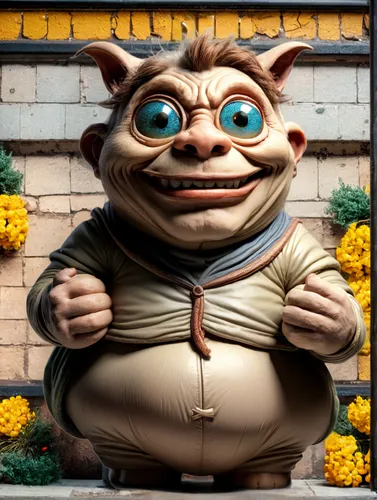 wicket,yoda,scandia gnome,pig,porker,shopkeeper,szymbark,anthropomorphic,fatayer,splinter,gurnigel,pignolata,suckling pig,ratatouille,rataplan,knuffig,geppetto,disney character,piggybank,gruyere