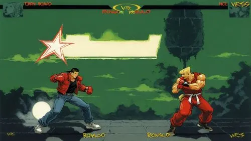 Terry bogard vs christiano Ronaldo,two people in front of an animated star wars background,kongfu,hadouken,streetfighter,kombat,karateka,shadaloo,Illustration,Realistic Fantasy,Realistic Fantasy 04