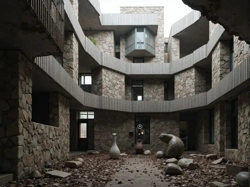 hashima,inside courtyard,sanatorium,sanatoriums,courtyard,courtyards,ruin,douma,pedrera,urbex,abandoned places,habitat 67,dormitory,iranian architecture,abandoned building,ruins,abandoned place,homs,melnikov,gunkanjima