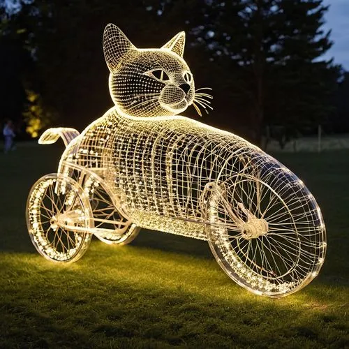 bike lamp,bicycle lighting,bicycle basket,car sculpture,lawn ornament,electric bicycle,wire sculpture,yard art,recumbent bicycle,kinetic art,party bike,hybrid bicycle,glass yard ornament,drawing with light,bamboo car,artistic cycling,bicycle,toy motorcycle,trike,lucky cat,Photography,Documentary Photography,Documentary Photography 31