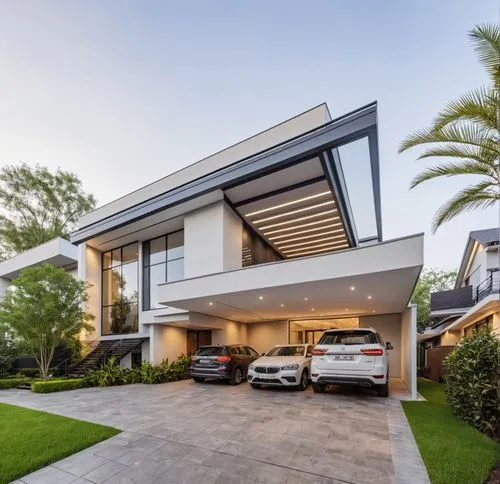 Architecture Design,an exterior s of two cars in front of a house,modern house,modern architecture,florida home,seidler,fresnaye,cube house,Photography,General,Realistic