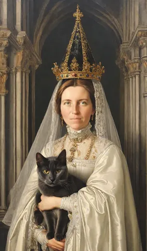 gothic portrait,portrait of christi,napoleon cat,cat portrait,millicent fawcett,to our lady,cat european,portrait of a woman,the prophet mary,victorian lady,romantic portrait,cat frame,cat image,custom portrait,saint therese of lisieux,the cat and the,vintage art,the victorian era,queen anne,the mother and children,Digital Art,Classicism